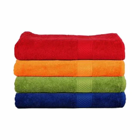 Paras Bath Towels (100% Cotton-1Pcs) Size (30X60)cm (Pink, Yellow, Orange, Light Green, Sky Blue, Green, Blue)