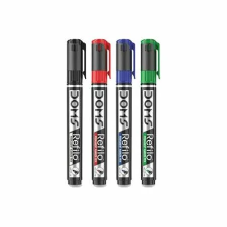 Doms Refilo Permanent Marker Pen (Green,Red,Blue,Black)