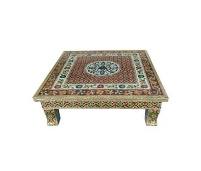 Golden Layer Wooden Chowki (18x18)
