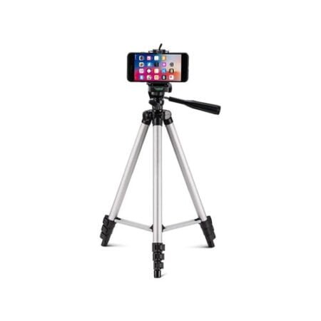 Tripod 3110 Smart Aluminium Adjustable Portable and Foldable Tripod Stand Clip and Camera Holder (Black, Silver)