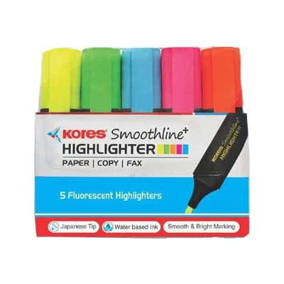 Kores Smoothline High Lighter -Paper-Copy-FAX  (Green,Red,Blue,Black)